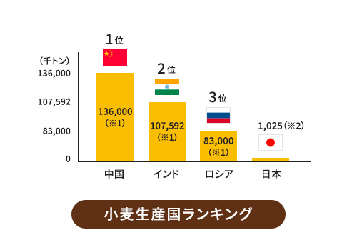 世界で最も小麦を生産している国