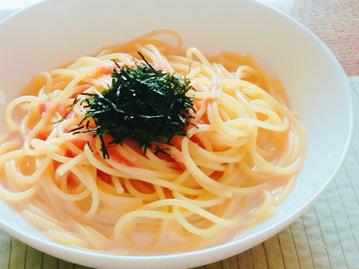 冷製 たらこ豆乳パスタ