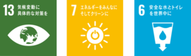 SDGs13 気候変動に具体的な対策を、SDGs6 安全な水とトイレを世界中に