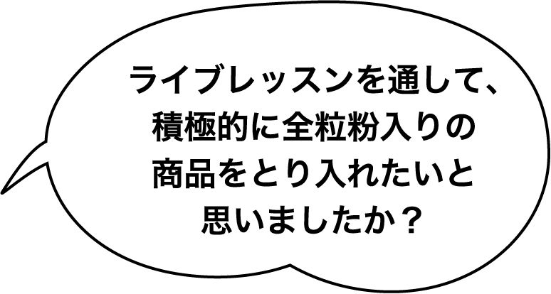 ライブレッスンを通して、積極的に全粒粉入りの商品をとり入れたいと思いましたか？