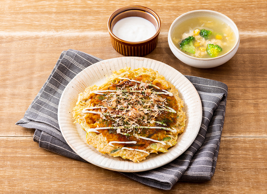 豆腐とツナのふわふわお好み焼き